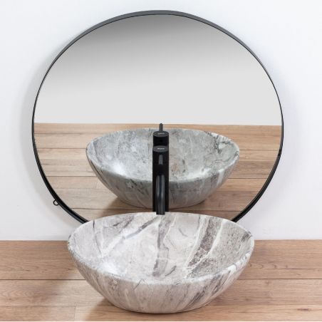 Lavoar Sofia Stone, 41.5x33.5 cm, oval, montaj pe blat, ceramica sanitara, fara gaura baterie
