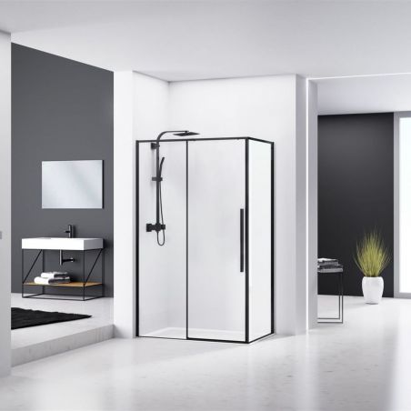 Cabina de dus, EGO-SOL Black Mat, 80x100, 90x90 si 90x120 cm, sticla transparenta securizata 6mm