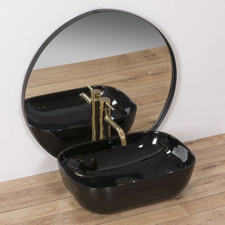 Lavoar EGO Belinda, Negru, lucios, 46,5x33 cm, montaj pe blat, ceramica sanitara