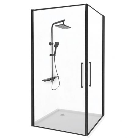 Cabina EGO-ABRA Black, 80x80cm, 90x90cm si 80x100cm, sticla securizata 6mm, 2 usi Batante