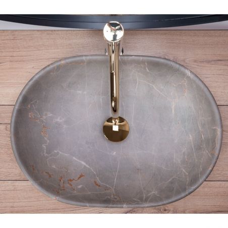 Lavoar EGO Lara Beige, Bej, mat, finisaj piatra, 48.5x35 cm, montaj pe blat, ceramica sanitara