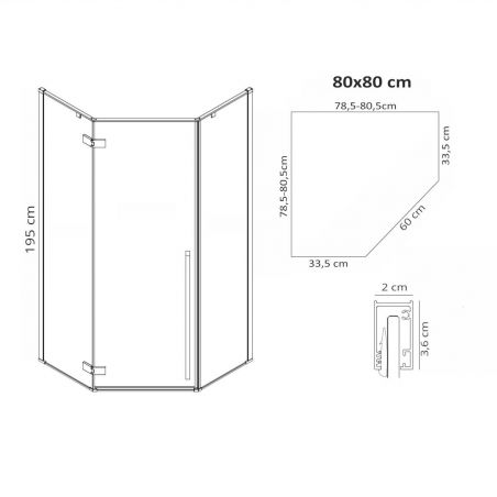 Cabina REA-DIAMOND BLACK MAT, 80x80 cm, 90x90 cm si 100x100 cm, sticla securizata 6mm transparenta, usa Batanta