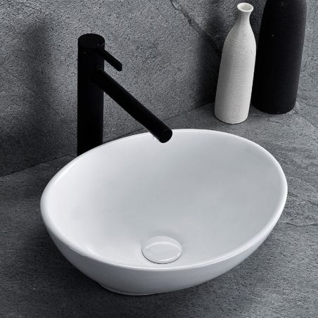 Lavoar EGO Sofia Mini, Alb, lucios, 34x27 cm, montaj pe blat, ceramica sanitara