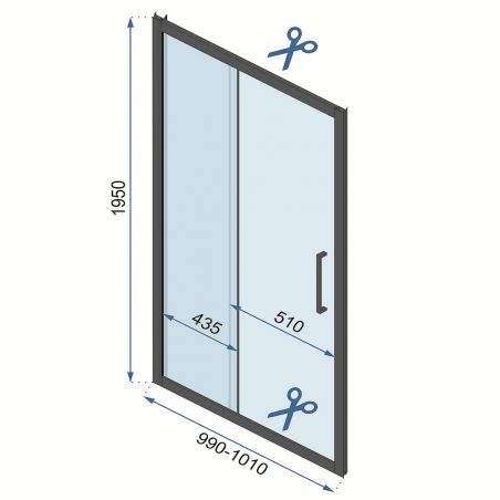 Usa de dus REA-Rapid Slide, latimi intre 100 si 160 cm, sticla securizata 6mm, glisanta, margini negre