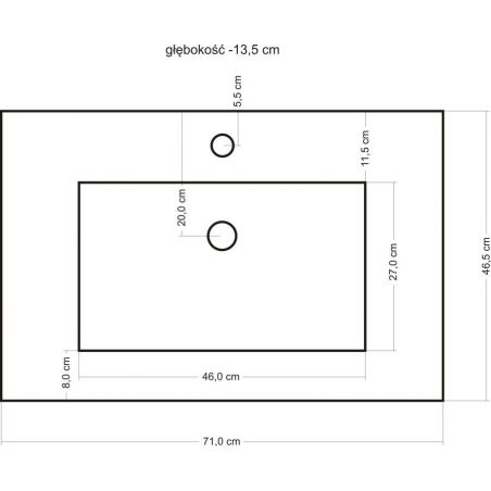 Lavoar REA Dafne, Alb, lucios, 71x46.5 cm, motanj semi-incastrat, ceramica sanitara, cu gaura baterie si preaplin