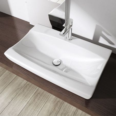 Lavoar EGO 152B, Alb, lucios, 48.5x32 cm, montaj pe blat, ceramica sanitare, cu gaura baterie