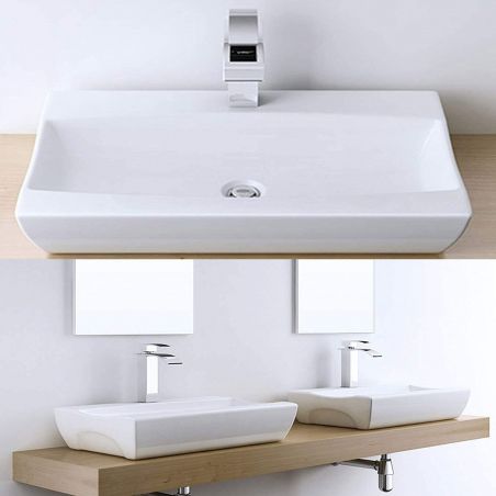 Lavoar EGO 152B, Alb, lucios, 48.5x32 cm, montaj pe blat, ceramica sanitare, cu gaura baterie