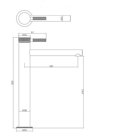 Baterie lavoar EGO-Tiona White High, montaj pe blat, finisaj Alb Mat, perlator aer, design deosebit