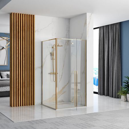 Cabina de dus, REA-Fargo Gold, sticla securizata 6mm, 80x100 si 90x90cm, Nano Easy Clean, design minimalist