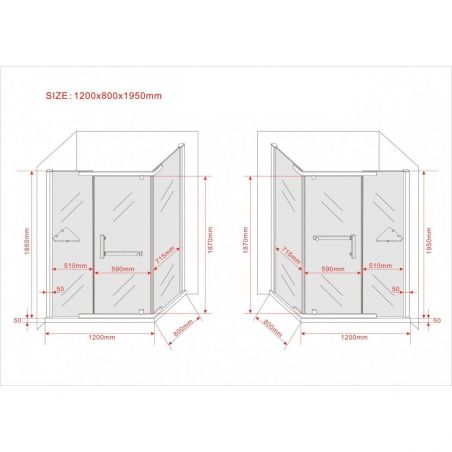 Cabina Ego-Pluto, perete fix, usa batanta, sticla 8 mm, 80-90 x 100-120 x 195 cm, sablata, Nano Easy Clean