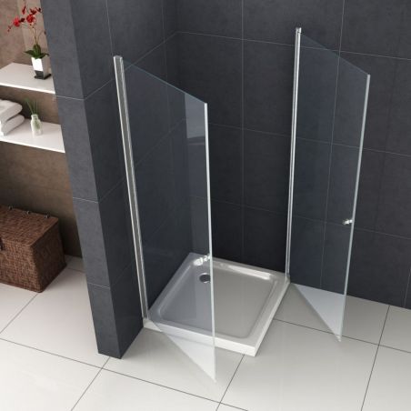 Cabina Ego-Rocco2, 2 usi batante, crom, sticla 6 mm, 80-90 x 80x90 x 190 cm, cu sau fara cadita, Nano Easy Clean