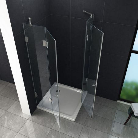 Cabina Ego-Miko, doua usi batante, crom, sticla 8 mm, 80-120 x 75-120 x 195 cm, cu sau fara cadita, Nano Easy Clean