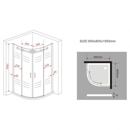 Cabina Ego-Charles, usi glisante, crom, sticla 8 mm, 80-100 x 80-100 x 195 cm, cu sau fara cadita, Nano Easy Clean