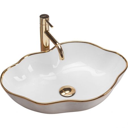 Lavoar EGO Pearl Gold Edge, Alb, lucios, 51.5x37.5 cm, montaj pe blat, ceramica sanitara