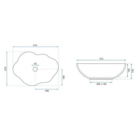 Lavoar EGO Pearl Gold Edge, Alb, lucios, 51.5x37.5 cm, montaj pe blat, ceramica sanitara