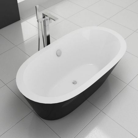 Cada de baie EGO Felix, 170 cm, design modern, freestanding, acril sanitar, negru/alb
