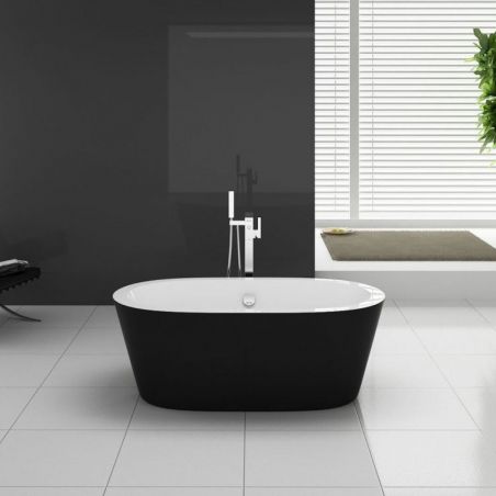 Cada de baie EGO Felix, 170 cm, design modern, freestanding, acril sanitar, negru/alb