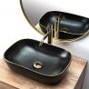 Lavoar EGO Belinda Black Matt Gold Edge, Negru, mat, 46.5x33 cm, montaj pe blat, ceramica sanitara