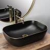 Lavoar EGO Belinda Black Matt Gold Edge, Negru, mat, 46.5x33 cm, montaj pe blat, ceramica sanitara