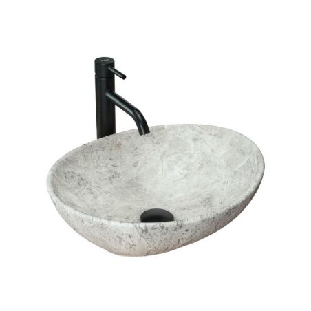 Lavoar EGO Sofia Light Stone, Gri, mat, finisaj piatra, 41x34.5 cm, montaj pe blat, ceramica sanitara