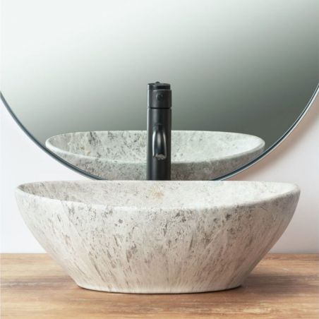 Lavoar EGO Sofia Light Stone, Gri, mat, finisaj piatra, 41x34.5 cm, montaj pe blat, ceramica sanitara