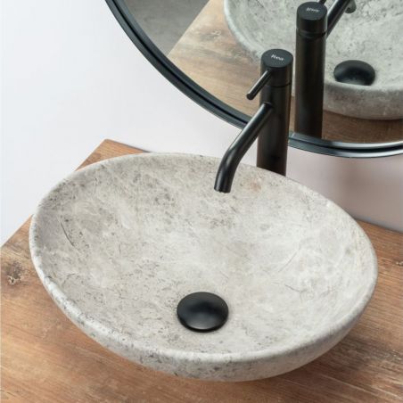 Lavoar EGO Sofia Light Stone, Gri, mat, finisaj piatra, 41x34.5 cm, montaj pe blat, ceramica sanitara