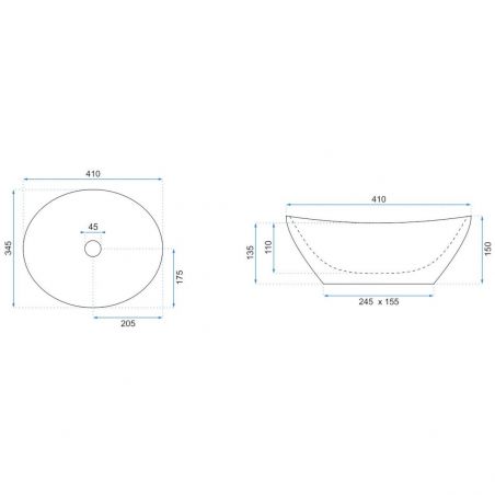 Lavoar EGO Sofia Light Stone, Gri, mat, finisaj piatra, 41x34.5 cm, montaj pe blat, ceramica sanitara