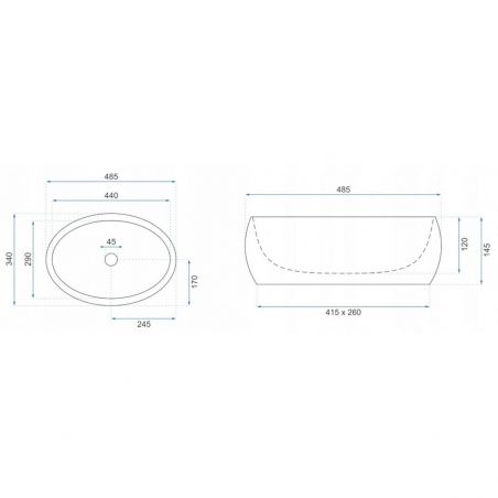 Lavoar EGO Linda Granit, mat, finisaj granit, 48.5x34 cm, montaj pe blat, ceramica sanitara