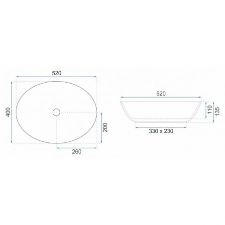 Lavoar EGO Margot, Negru Auriu, lucios, 52x40 cm, montaj pe blat, ceramica sanitara