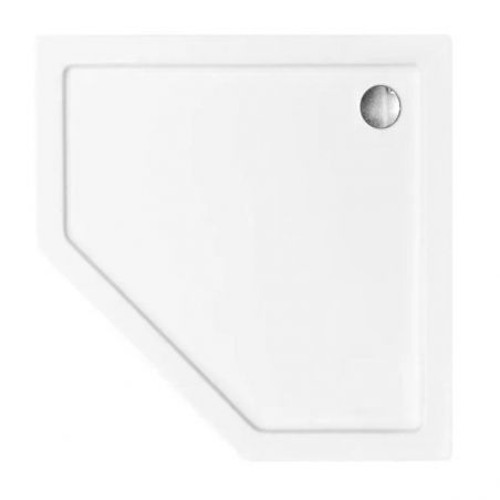 Cadita dus Diamond, Alba, Pentagonala, 80x80 cm, inaltime 5 cm, acril sanitar pur