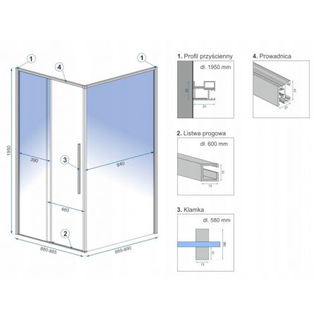 Cabina de dus, REA-SOL Gold, 90x90 cm, sticla transparenta securizata 6mm