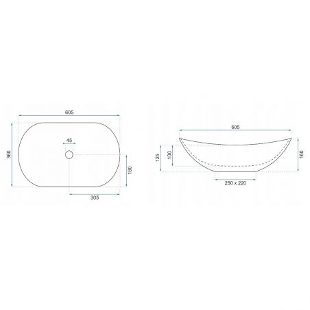 Lavoar EGO Royal 60 Granit, mat, finisaj granit, 60.5x36 cm, montaj pe blat, ceramica sanitara