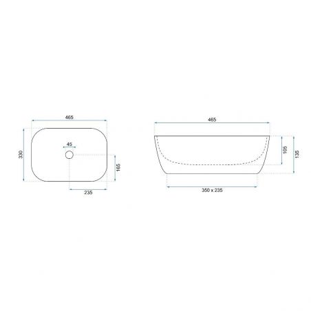 Lavoar EGO Belinda Shiny Aiax, lucios, finisaj marmura, 46.5x33 cm, montaj pe blat, ceramica sanitara