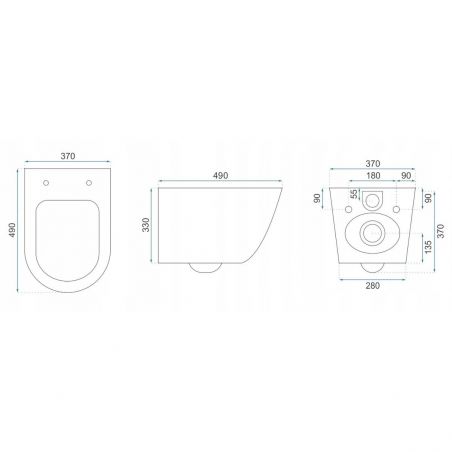 Vas Wc EGO Carlo Mini Rimless Flat Gold Edge, Alb, lucios, 49x37 cm, montaj suspendat, capac Duroplast, ceramica sanitara