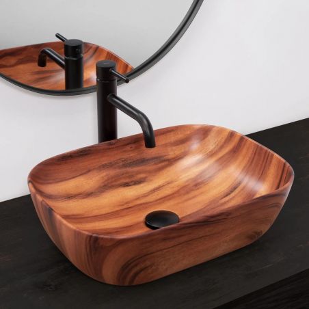 Lavoar EGO Belinda Wood, Maro, mat, 46.5x33 cm, montaj pe blat, ceramica sanitara