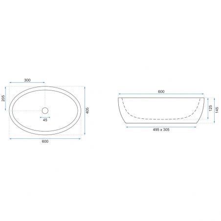 Lavoar EGO Meryl, Negru Auriu, lucios, 60x40.5 cm, montaj pe blat, ceramica sanitara