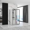 Cabina dus Ego-Rapid Fold Black, 3 laturi, 80-100 x 80-100 x 195 cm, sticla securizata 6mm, usa pliabila, Easy Clean