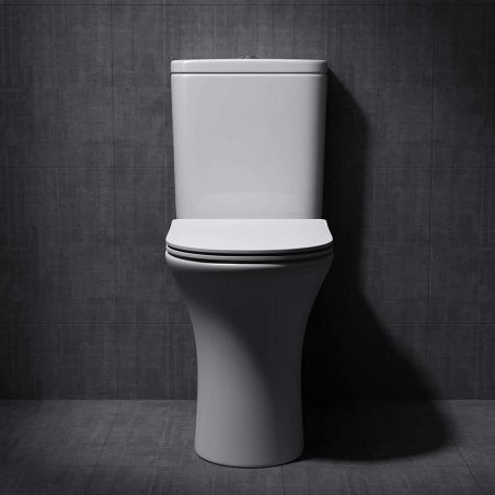 Vas wc EGO-304T, Alb, montaj pe podea, capac Silent Close, ceramica sanitara, 65x39 cm