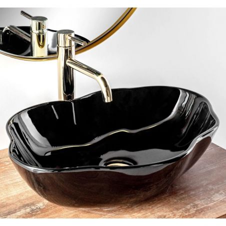 Lavoar EGO Pearl, Negru, lucios, 51.5x37.5 cm, montaj pe blat, ceramica sanitara