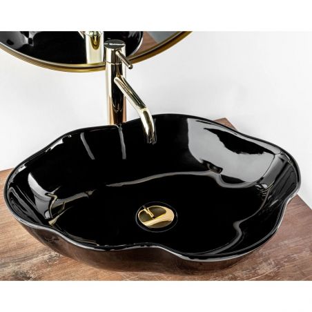 Lavoar EGO Pearl, Negru, lucios, 51.5x37.5 cm, montaj pe blat, ceramica sanitara