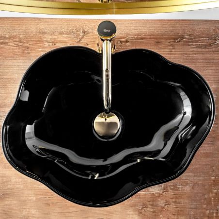 Lavoar EGO Pearl, Negru, lucios, 51.5x37.5 cm, montaj pe blat, ceramica sanitara