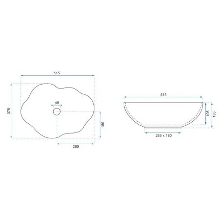 Lavoar EGO Pearl, Negru, lucios, 51.5x37.5 cm, montaj pe blat, ceramica sanitara