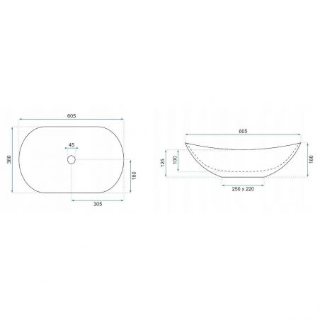 Lavoar EGO Royal Gold Edge, Alb, lucios, 60.5x36 cm, montaj pe blat, ceramica sanitara