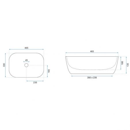 Lavoar EGO Marbel, Alb, lucios, 46,5x33 cm, montaj pe blat, ceramica sanitara