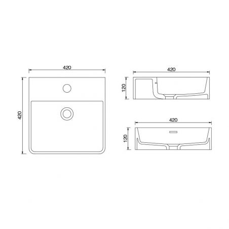 Lavoar Ego 201, Antracit Mat, 42, 50, 60 x 42 cm, montaj pe blat sau suspendat, cu o gaura de baterie, ceramica sanitara