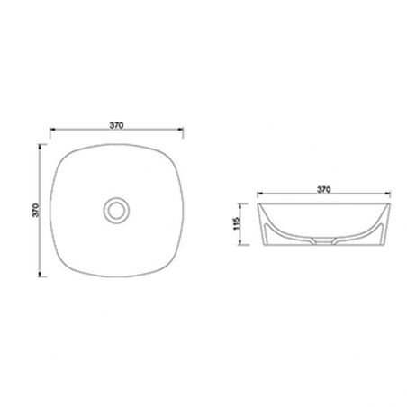 Lavoar Ego 102, Alb Lucios, 37 x 37 si 46.5 x 37 cm , montaj pe blat,ceramica sanitara