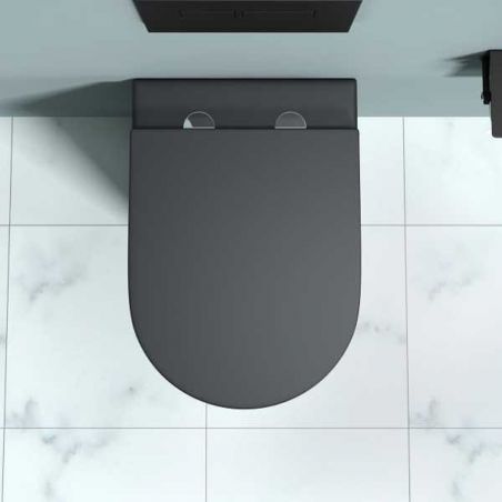 Vas wc Ego-A108, Negru Mat,51.5x35.5 cm, montaj suspendat, capac inclus Soft-Close