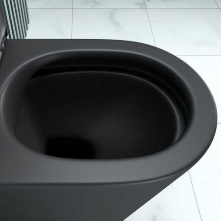 Vas wc Ego-A108, Negru Mat,51.5x35.5 cm, montaj suspendat, capac inclus Soft-Close