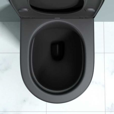 Vas wc Ego-A108, Negru Mat,51.5x35.5 cm, montaj suspendat, capac inclus Soft-Close