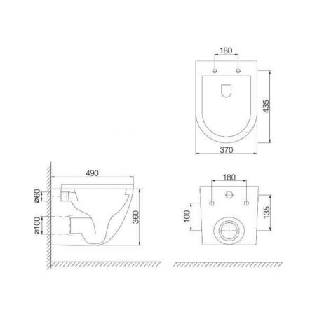 Vas wc Ego-A179, Negru Mat, 49 x 37 cm, montaj suspendat, capac inclus Soft-Close